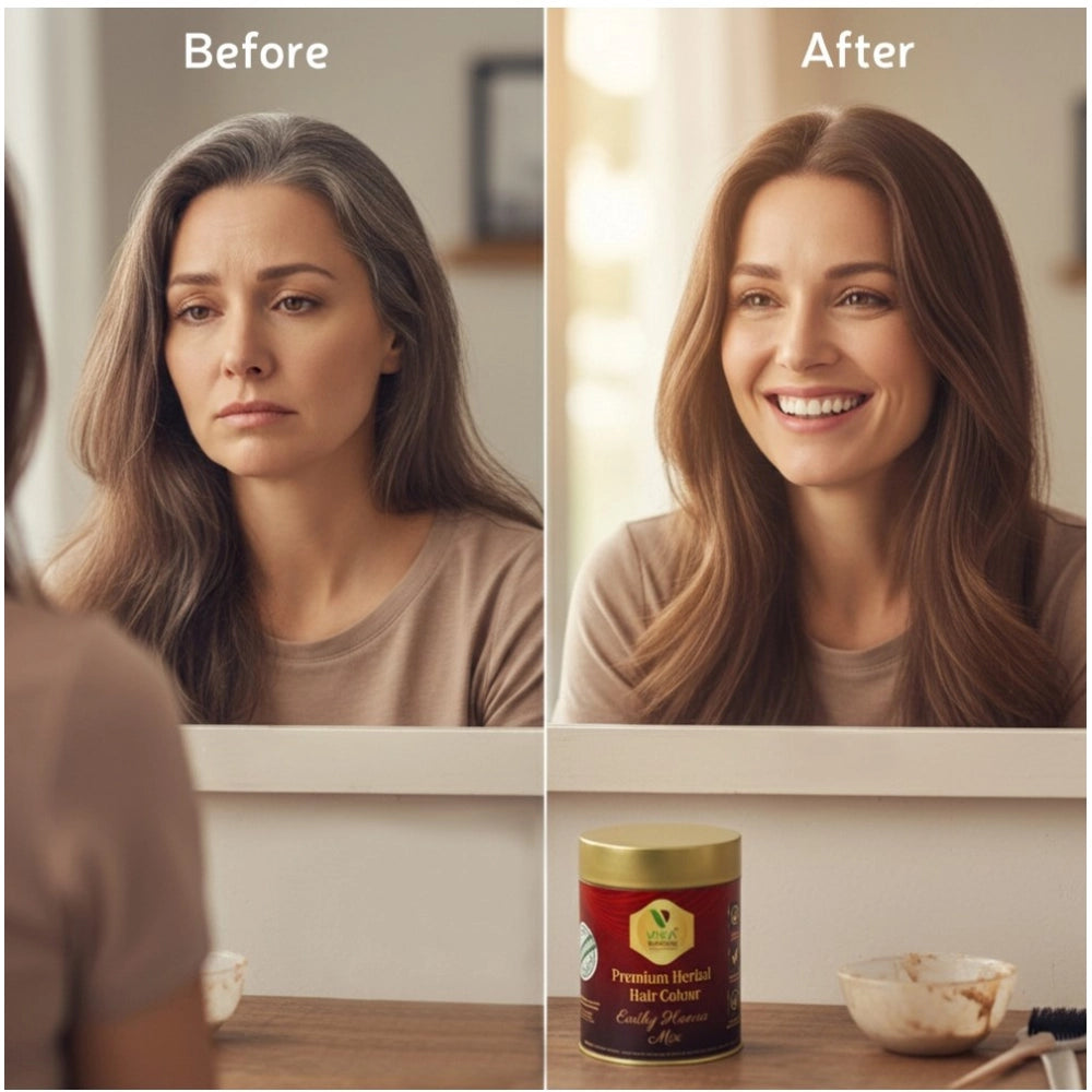 Generic Women's Vixa Naturals Dark Brown Mix Hair Color | Henna Powder for Hair | Natural Black Herbal Hair Dye | Organic Mehndi with Indigo, Tulsi, Baheda & Thankuni | 25g x 8