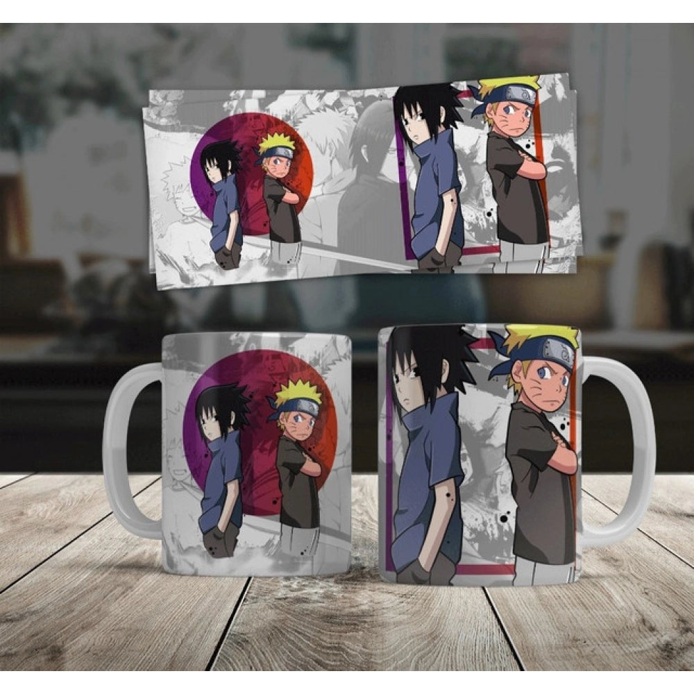 Generic Anime Naruto & Sasuke Ceramic Printed Coffee Mug (White)
