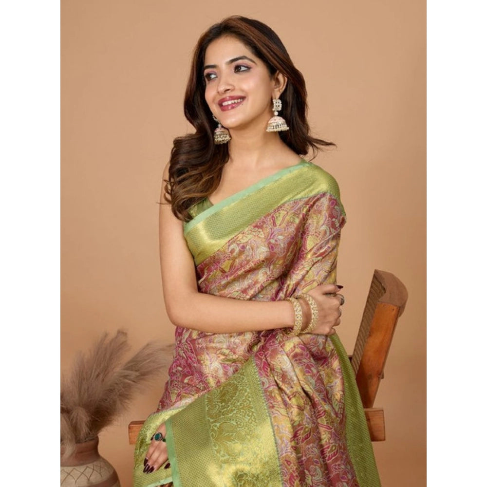 Generic Women's Jacquard Saree With Unstitched Blouse 5.5Mtr (Multicolor)