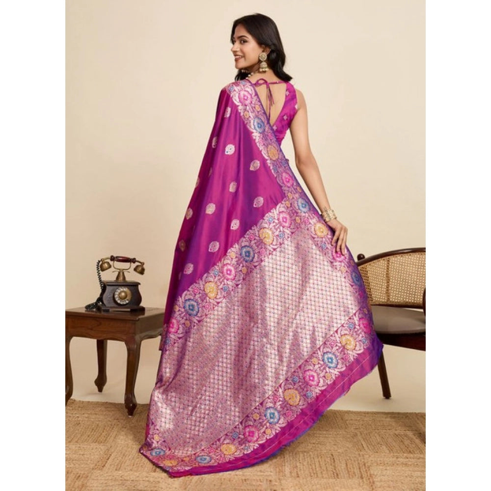 Generic Women's Faux_Banarasi_Silk Woven Saree With Unstitched Blouse 5.5Mtr (Magenta)