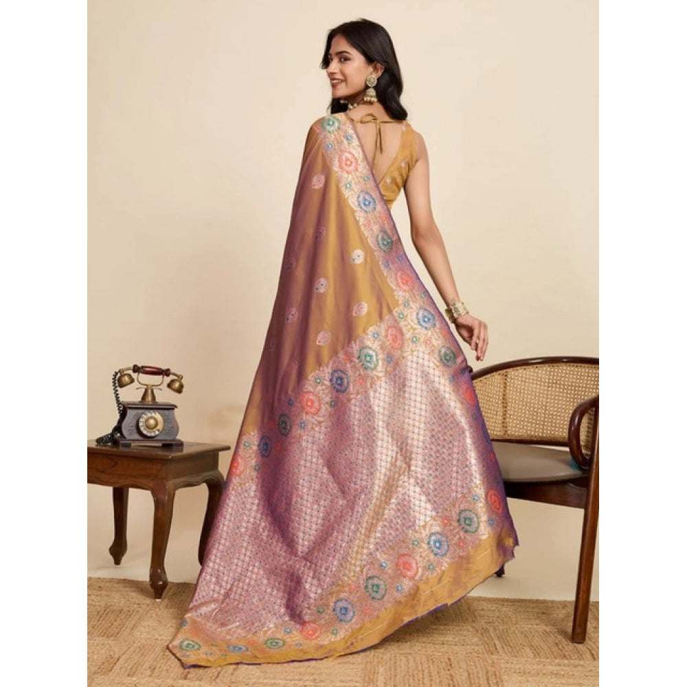 Generic Women's Faux_Banarasi_Silk Woven Saree With Unstitched Blouse 5.5Mtr (Mustard)