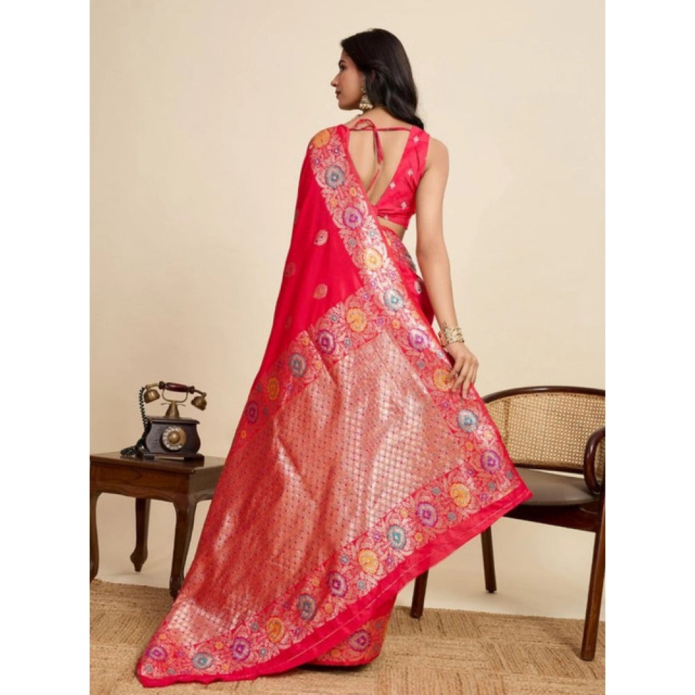 Generic Women's Faux_Banarasi_Silk Woven Saree With Unstitched Blouse 5.5Mtr (Red)