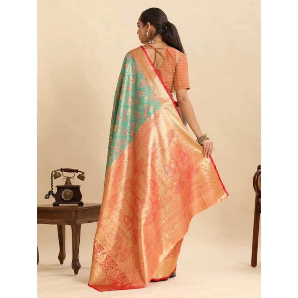 Generic Women's Faux_Banarasi_Silk Woven Saree With Unstitched Blouse 5.5Mtr (Green)