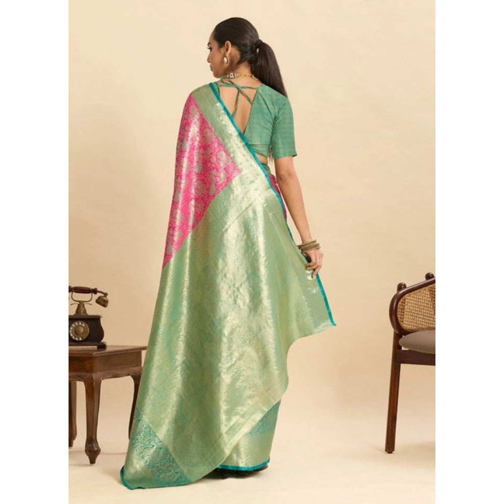 Generic Women's Faux_Banarasi_Silk Woven Saree With Unstitched Blouse 5.5Mtr (Pink)