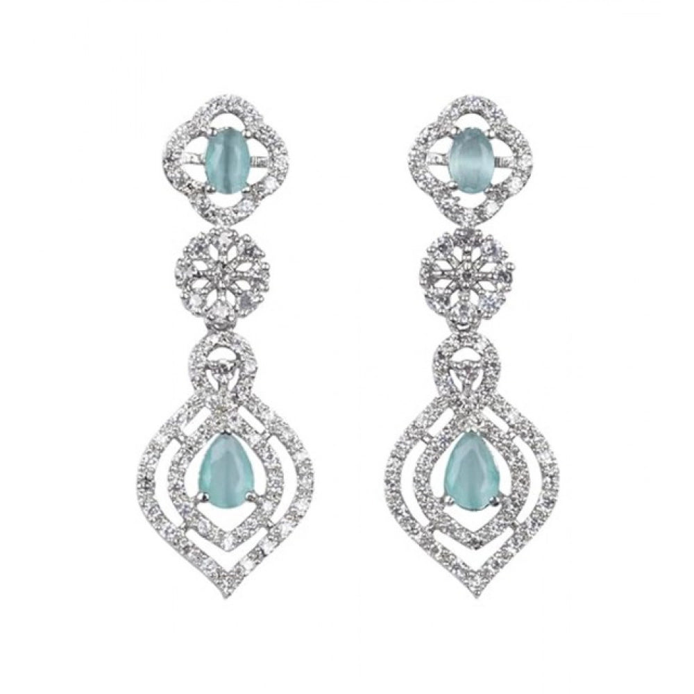 Generic Women's Brass Silver Plated Necklace set (Turquoise)