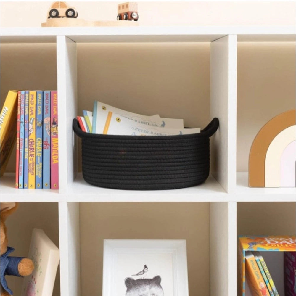 Generic Cotton 8x3 Inch Round Bedside Organizer With Out Lid (Black)