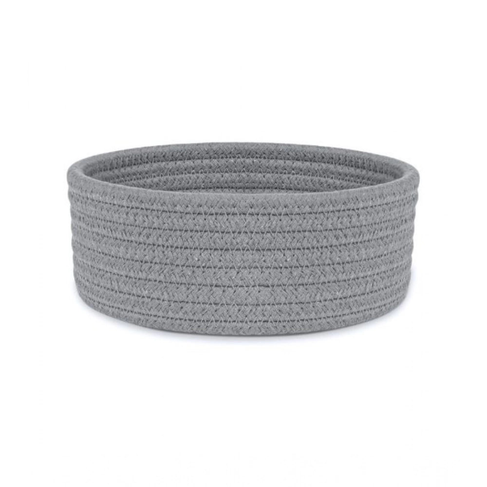 Generic Cotton 8x3 Inch Round 1 Pcs Bedside Organizer With Out Lid (Gray)