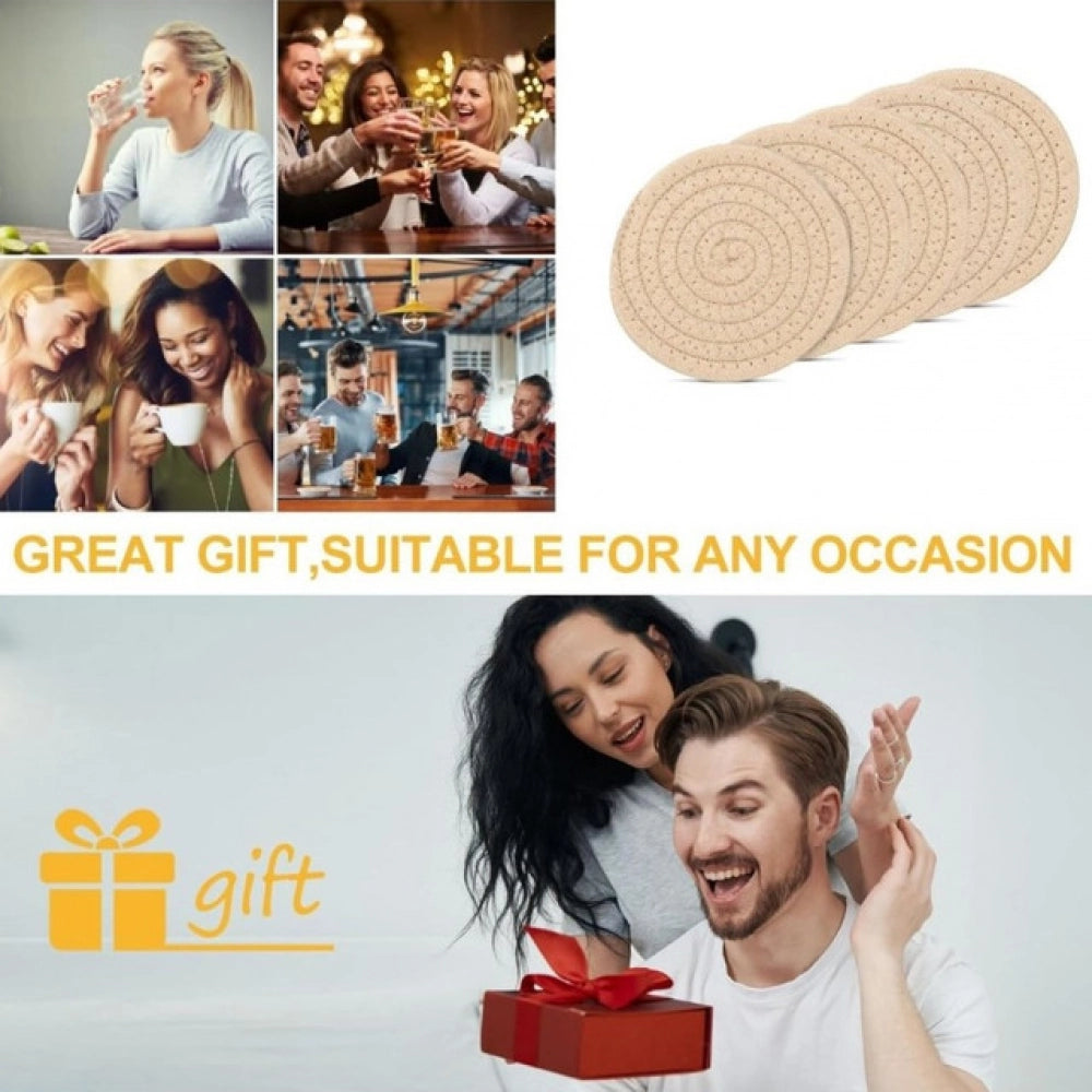 Generic Cotton Rope Drink Coasters 6 Pcs Set (Cream)