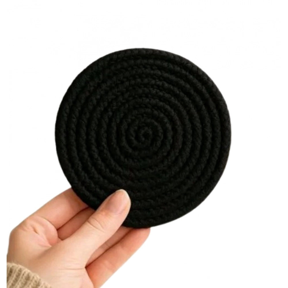 Generic Cotton Rope Drink Coasters 6 Pcs Set (Black)