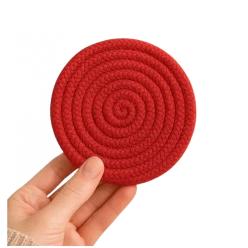 Generic Cotton Rope Drink Coasters 6 Pcs Set (Red)