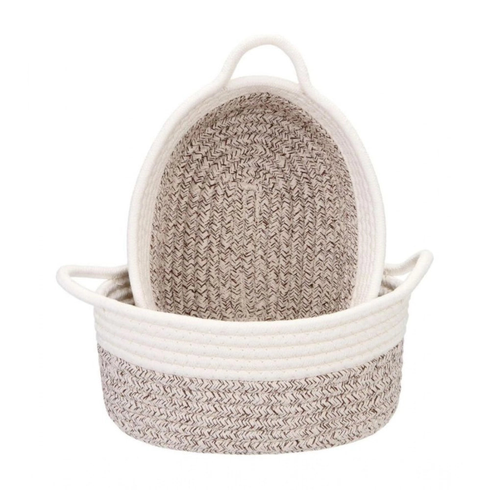 Generic Cotton Kidi 2 Pcs Storage Basket For Clothes (White)