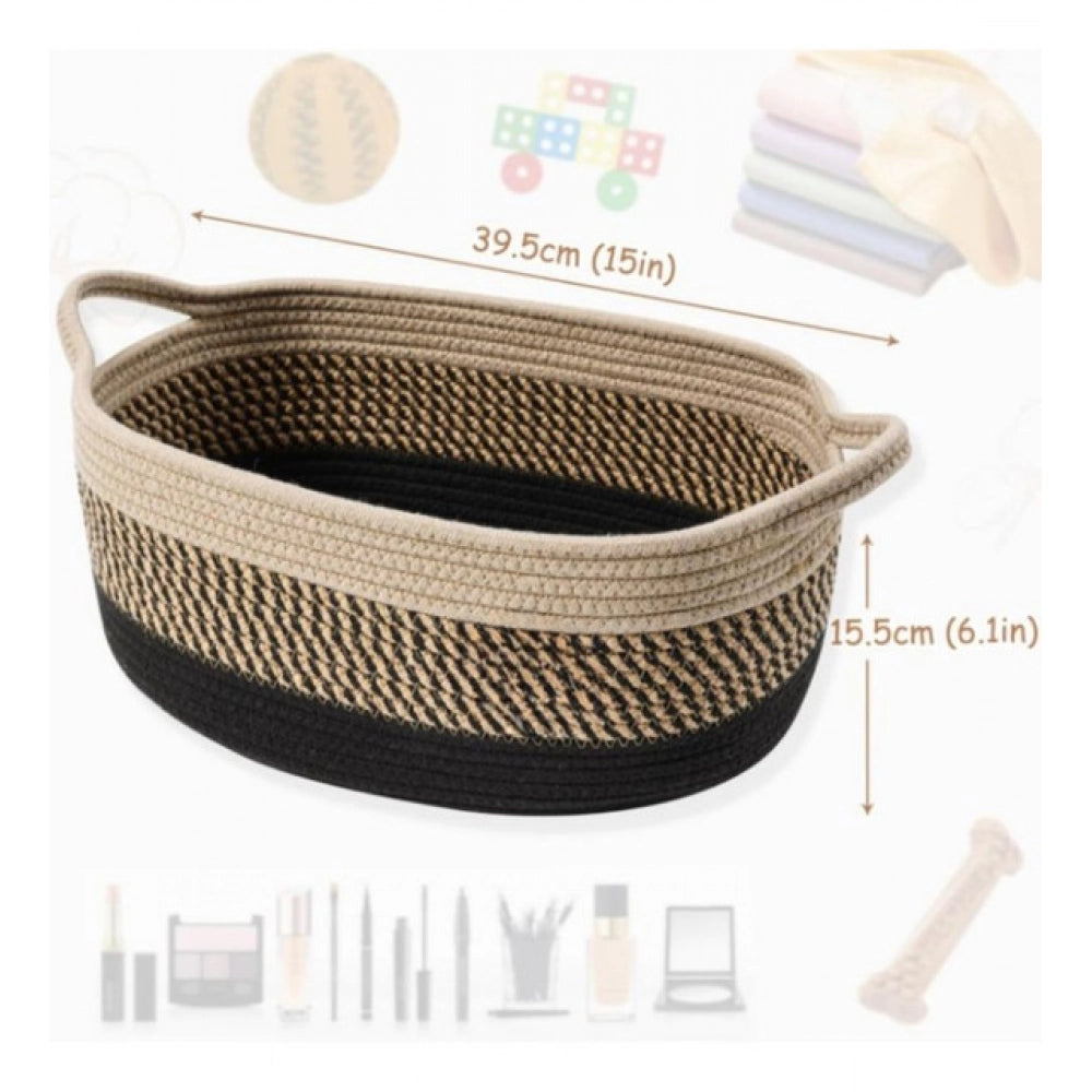 Generic Cotton Pack Of_1 Baby Basket 15x6 Inch Storage Basket For Clothes (Brown)