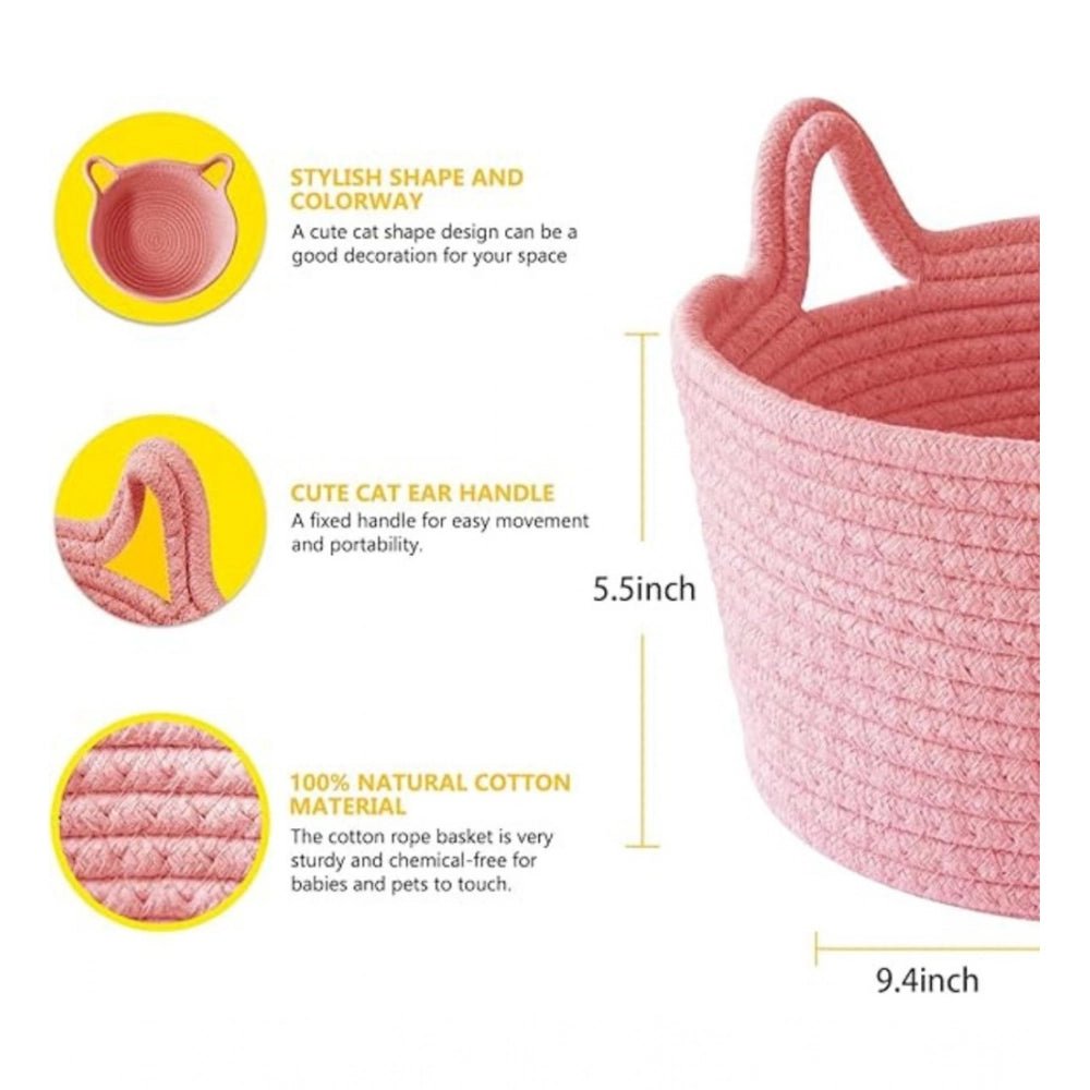 Generic Cotton Pack Of_1 Plain Cat Basket 9x5 Inch (Pink)