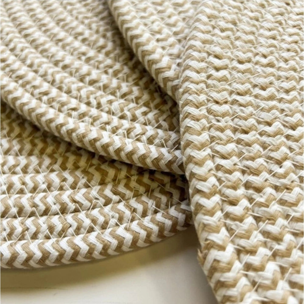Generic Cotton Dining Table Round Placemat Mats Set of 4 (Beige-White)
