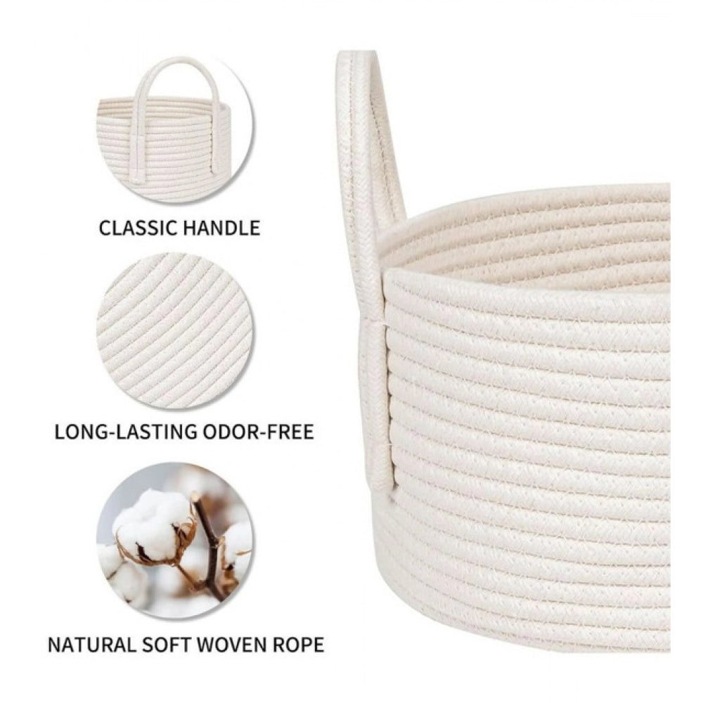 Generic Cotton Pack Of_1 Basket 7x5 Inch Storage Basket For Clothes (White)