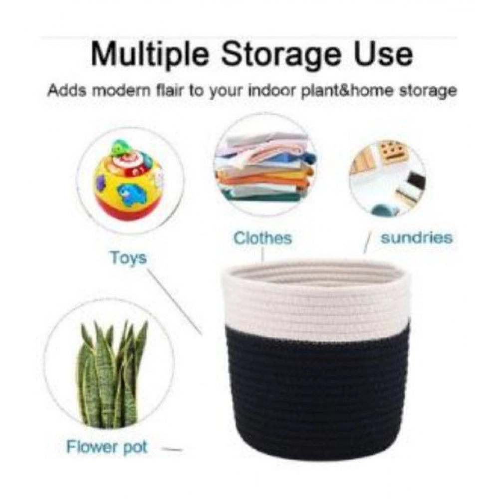 Generic Cotton Flower Pot With Out Lid (White-Black)