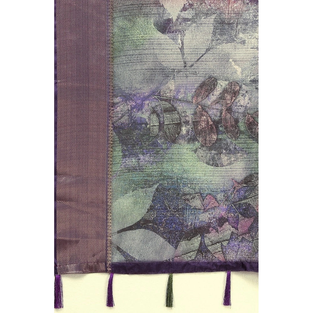Generic Women's Cotton Silk Printed Saree With Unstitched Blouse 5.5Mtr (Multicolor)