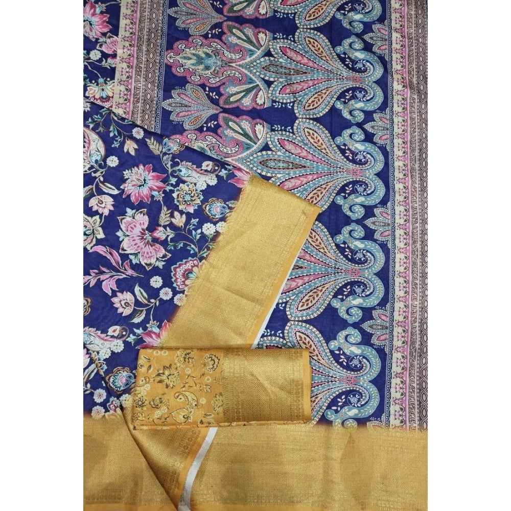 Generic Women's Cotton Silk Floral Printed Saree With Unstitched Blouse 5.5Mtr (Multicolor)