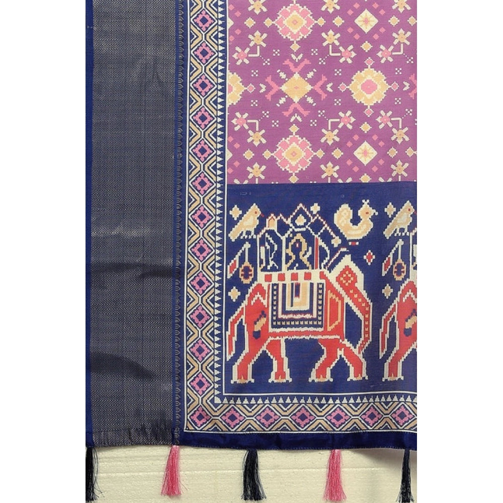 Generic Women's Cotton Silk Printed Saree With Unstitched Blouse 5.5Mtr (Wine)