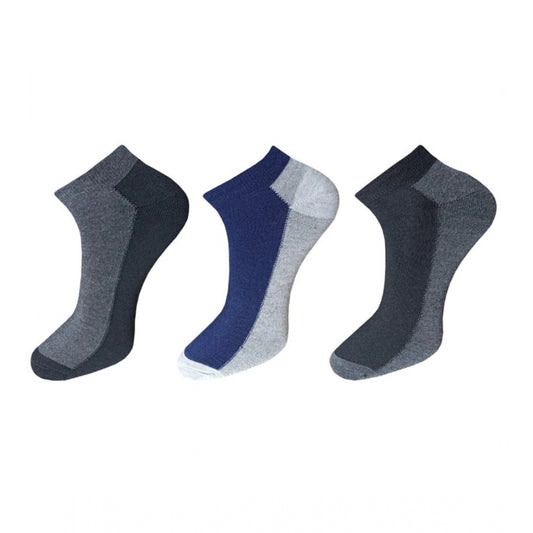 Generic 3_Pair Set Unisex Casual Cotton Solid Ankle Length Socks (Multicolor)