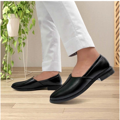 Generic Men's Casual Faux Leather Solid Slip-on Formal Shoes (Black)