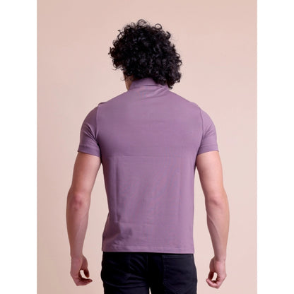 Generic Men's Casual Cotton Solid Half Sleeve Polo Neck T-Shirt (Berry)