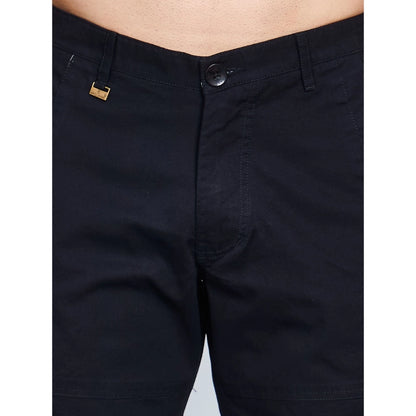 Generic Men's Casual Cotton Solid Knee Length Cargo Shorts (Black)
