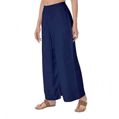 Generic Women's Casual Rayon Solid Ankle Length Palazzo (Navy Blue , Free Size)