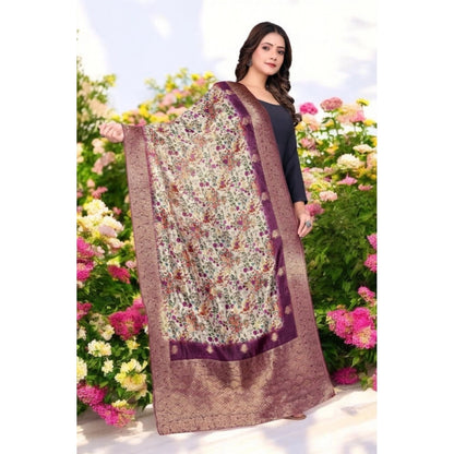 Generic Women's chanderi silk  Printed Dupatta (Magenta, Length: 2 Mtr)