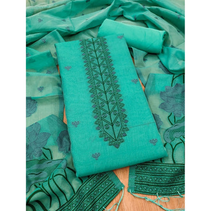 Generic Women's Banarasi Silk Printed Unstitched Salwar Suit Material With Dupatta (sea Green, 3Mtrs)