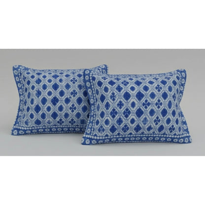Generic Fleece Geometric Double Polar Warm Bedsheet with 2 Pillow Cover (Blue)