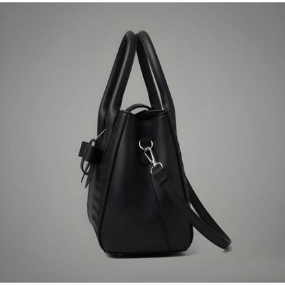 Generic Women's PU Leather Solid Shoulder Zipper Handbag (Black)