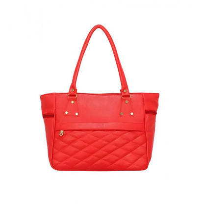 Generic Women's PU Leather Solid Shoulder Zipper Handbag (Red)