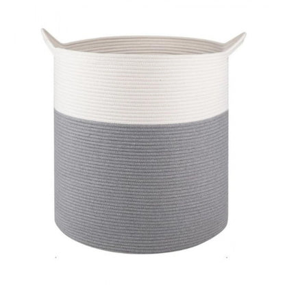 Generic Cotton 12x14 Inch-1 Pcs Storage Basket For Clothes With Out Lid (Gray-White)