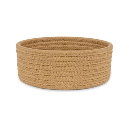 Generic Cotton 8x3 Inch Round 1 Pcs Bedside Organizer With Out Lid (Beige)