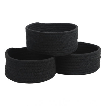 Generic Cotton 8x3 Inch Round 3 Set Bedside Organizer With Out Lid (Black)