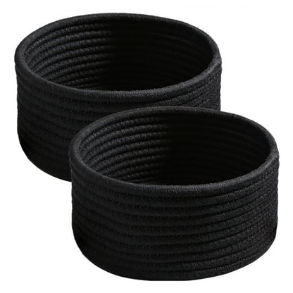 Generic Cotton 8x3 Inch Round 3 Set Bedside Organizer With Out Lid (Black)