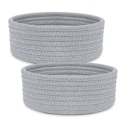 Generic Cotton 8x3 Inch Round 2 Set Bedside Organizer With Out Lid (Gray)