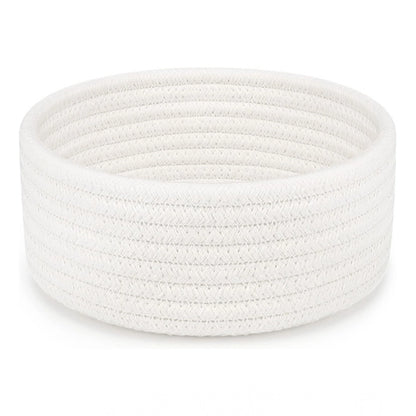 Generic Cotton 8x3 Inch Round 1 Pcs Bedside Organizer With Out Lid (White)