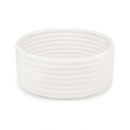Generic Cotton 8x3 Inch Round 1 Pcs Bedside Organizer With Out Lid (White)