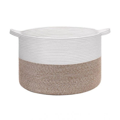Generic Cotton Pack Of_1 16x14 Inch Storage Basket For Clothes With Out Lid (Kidi-White)