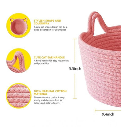 Generic Cotton Pack Of_1 Plain Cat Basket 9x5 Inch (Pink)