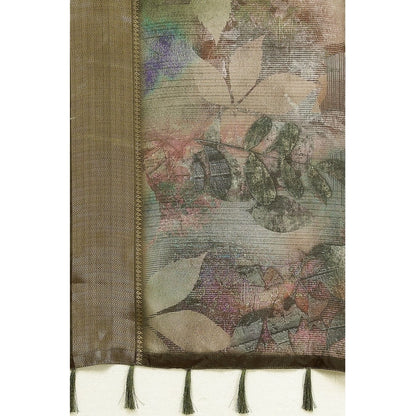 Generic Women's Cotton Silk Printed Saree With Unstitched Blouse 5.5Mtr (Multicolor)