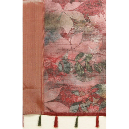 Generic Women's Cotton Silk Printed Saree With Unstitched Blouse 5.5Mtr (Multicolor)
