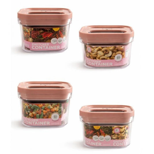 Generic Pack of 4 Switchers Airtight Storage Container Set 500 ML (Pink)