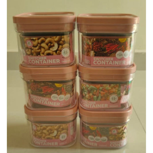 Generic Pack of 6 Switchers Airtight Storage Container Set 500 ML (Pink)