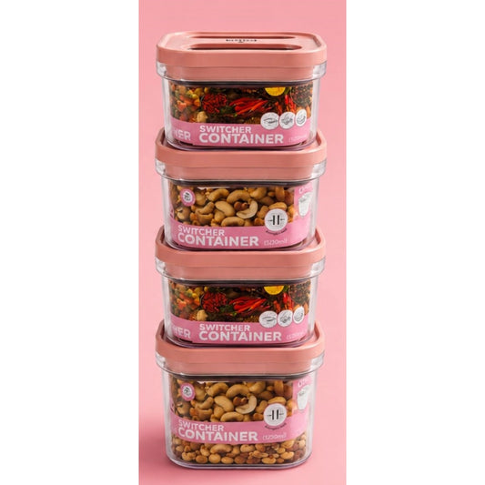 Generic Pack of 4 Switchers Airtight Storage Container Set 1250 ML (Pink)