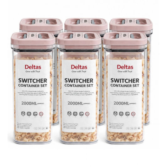 Generic Pack of 6 Switchers Airtight Storage Container Set 2000 ML (Pink)